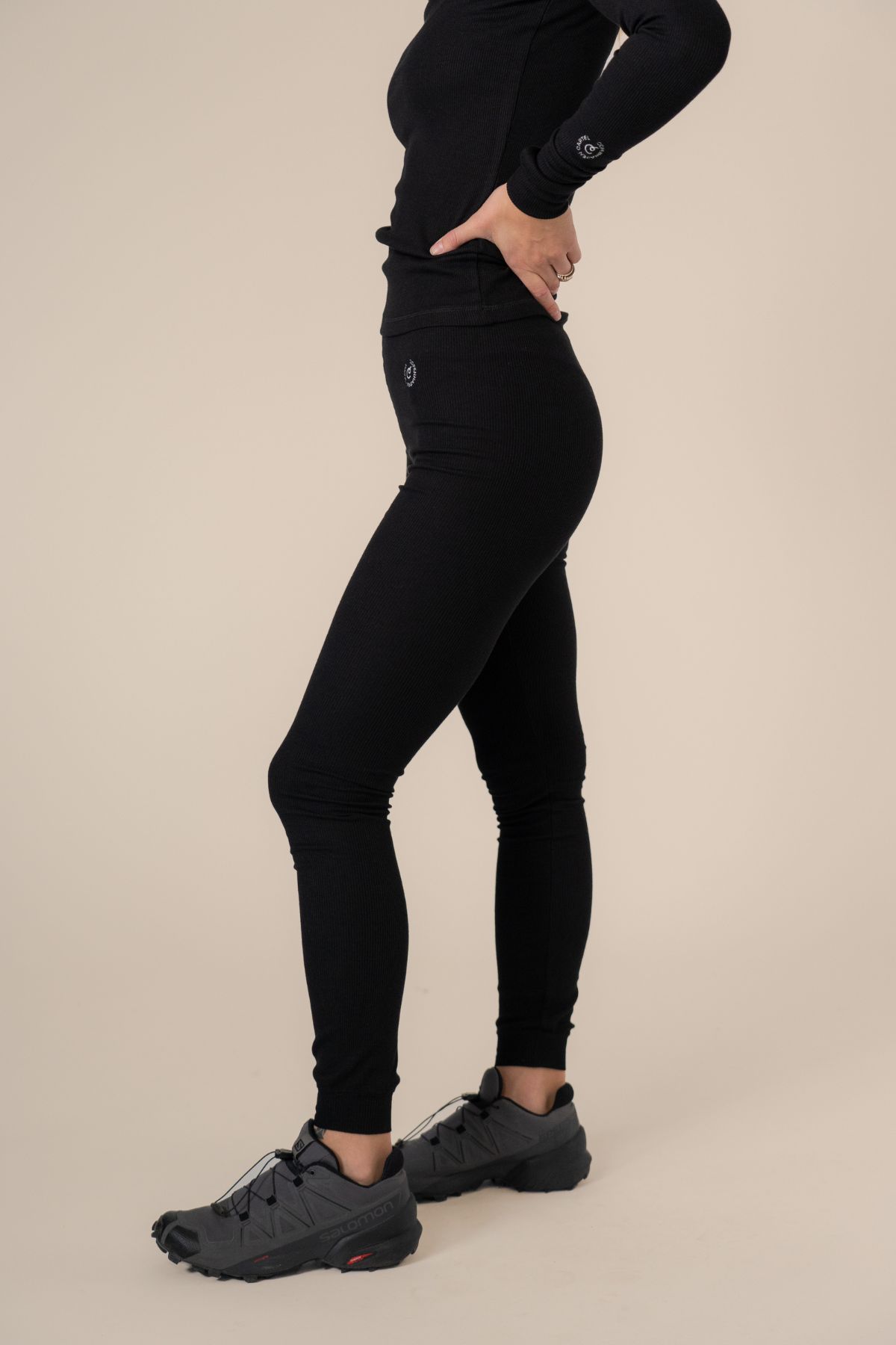 Algae ribbed OCN Weed® leggings - Nero