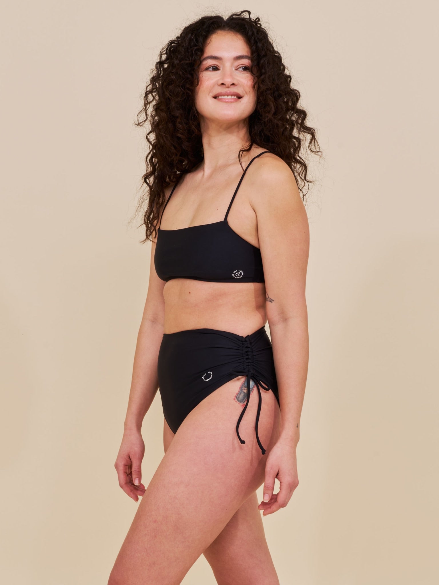 Wanita high-waist adjustable bikini bottom - Nero